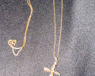 14k Yellow Gold Abstract Textured Cross Pendant Necklace