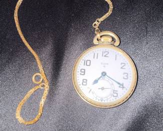 Vintage Elgin B.W. Raymond Railroad Grade Pocket Watch with Chain