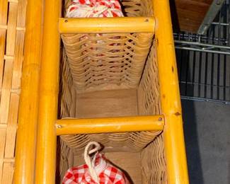 Wicker Picnic Basket with Red Gingham Linings