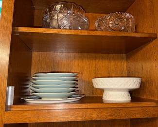 Cut Crystal Bowl and Pedestal Dish Set