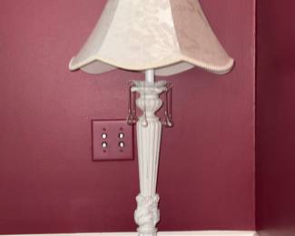 White Ceramic Table Lamp with Frosted Glass Accents
