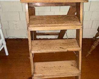 Vintage Three-Tier Wooden Step Stool / Library Ladder