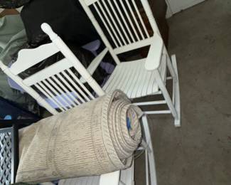 White Wooden Spindle Back Rocking Chair