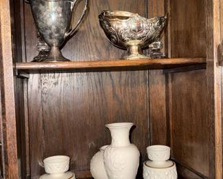 Arthur Court Grape Collection Pitcher and Matching Decorative Bowl with Lenox Porcelain Vases