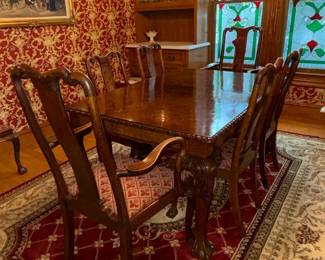 Chippendale Style Mahogany Dining Table and Chairs Set