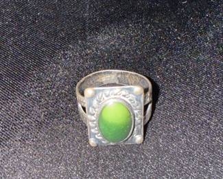 Sterling Silver and Nephrite Jade Ring