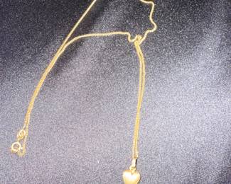 Gold Puffed Heart Pendant Necklace