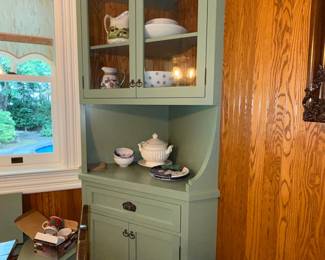 Sage Green Corner China Cabinet