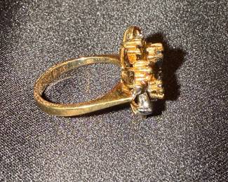 Sapphire and Diamond Cluster Ring