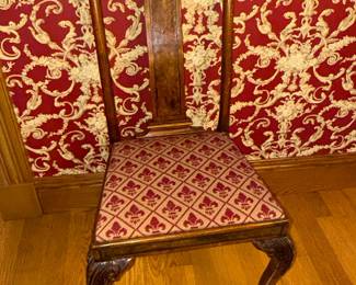 Chippendale Style Mahogany Side Chair with Ball-and-Claw Feet and Needlepoint Seat