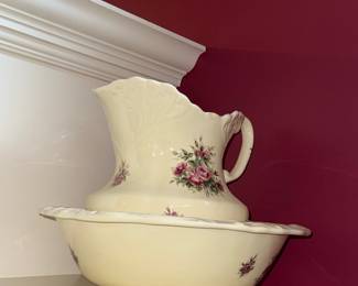 Victorian Wash Basin and Pitcher Set with Roses