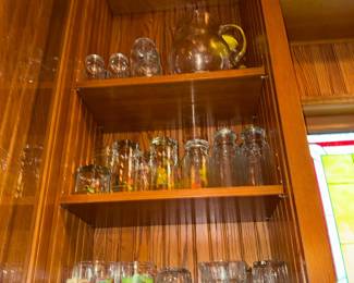 Set of Vintage "Homestead" Fruit and Apple Decorated Glasses and Pitcher