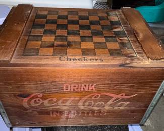 Vintage 1993 Coca-Cola Wooden Crate Checkerboard