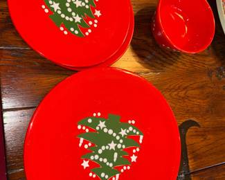 Waechtersbach Christmas Tree Melamine Plates and Bowl Set