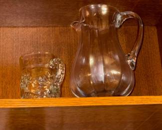 Victorian Pressed Glass Pitcher and Creamer Set