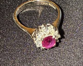 Ruby and Diamond Cluster Ring with Matching Stud Earrings