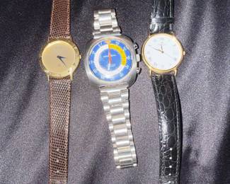 Collection of Three Vintage Watches: Gucci, Memosail Regatta Chronograph, and Movado