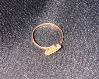Gold Nugget and Diamond Ring