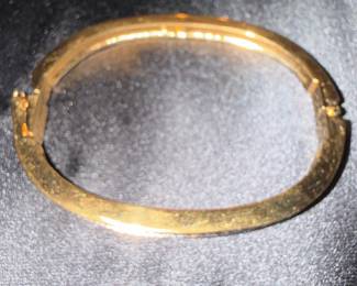 Gold-Tone Bangle Bracelet with Pave-Set Crystals