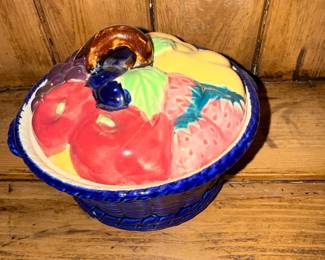 Fitz and Floyd Ceramic Fruit Basket Trinket Box