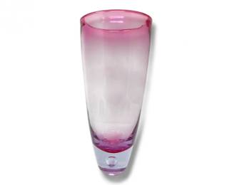 98 HandBlownTallPinkGlassVasewClearBase