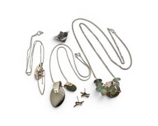 189 SterlingSilverSeaGlassJewelryNecklacesEarringsPin