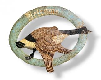 165 VintageStyleMetalGooseWallSculptureSigned