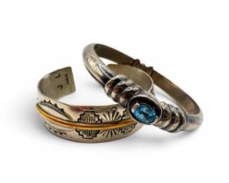 187 SterlingSilverNavajoCuffThaiBlueTopazSilverBracelet3866g