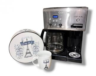 129 CuisinartCoffeeMakerwCarafeSetofFrenchThemedMugs