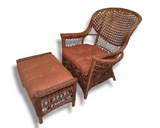 132 Pier1ImportsWovenRattanStyleArmchairwMatchingOttoman