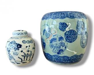 45 AntiqueJapaneseStylePorcelainHibachiGingerJar