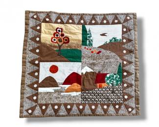 106 PatchworkQuiltBrownGreenLandscapePattern
