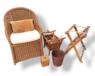 128 WovenRattanStyleChairwCushionMatchingStorageAccessories