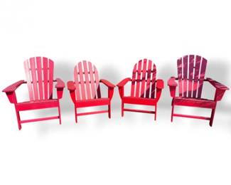 75 Setof4AdirondackOutdoorChairsRedPaintedWood