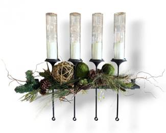 53 LargeWallMountedCandleHolderwGlassHurricanes
