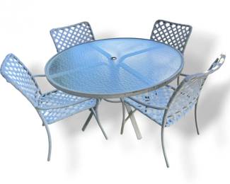 62 OutdoorPatioDiningSetGlassTopTable4LatticeChairs