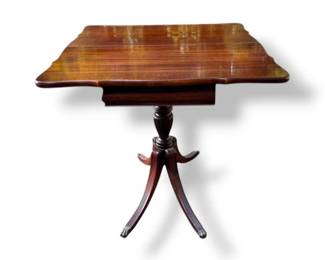 82 AntiqueGenuineMahoganyFlipTopExpandableTablePedestalBase