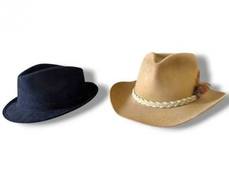 103 2HatsResistol738TanWesternBlackMXFedoraSizeL