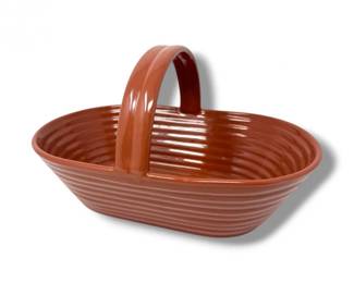 158 ClaudiaShurideSignedRibbedCeramicBasketwHandle