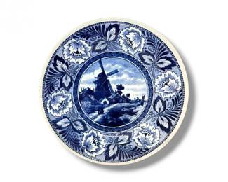 154 DelftBlueVillageWindmillDecorativeHangingPlate