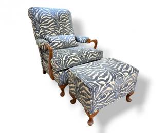 90 UpholsteredAccentChairOttomanSetZebraPrint