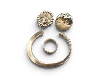 188 SterlingSilverDenmarkCuffSunMoonEarringsRing6661g