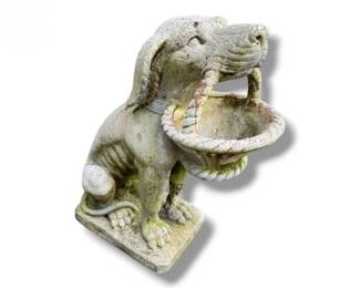 166 VintageStyleConcreteDogStatuewBasket