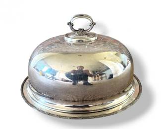 86 SilverPlatedTurkeyDomePlatterPortsmouthTreeDesignTray