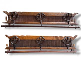 134 RusticWoodBambooWallCoatRackswWovenDetail