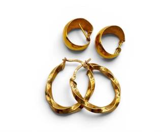 185 14KGoldHoopEarringsRoundedTwistedDesign474grams