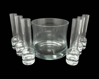 142 GlassIceBucketwSixTallShotGlassesInsert