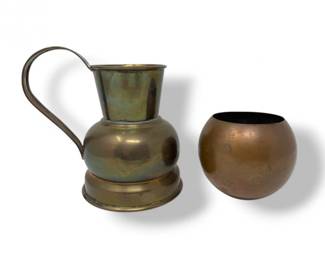 31 BrassPitcherEwerWaterJugSphericalVase