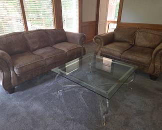 Bradington Young leather sofa and loveseat