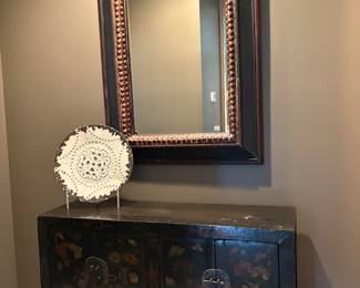 Black Painted Cabinet & Mirror